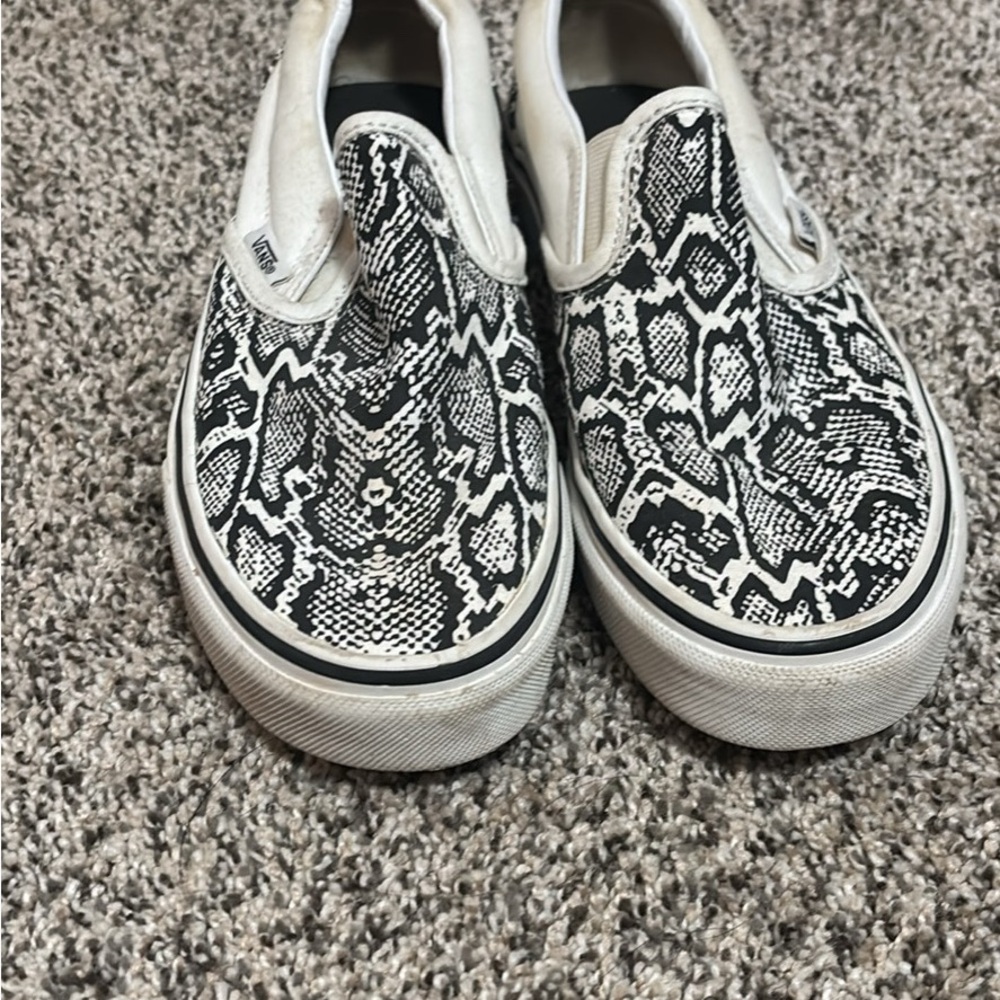 Black and White Snake Print Slip-On Shoes